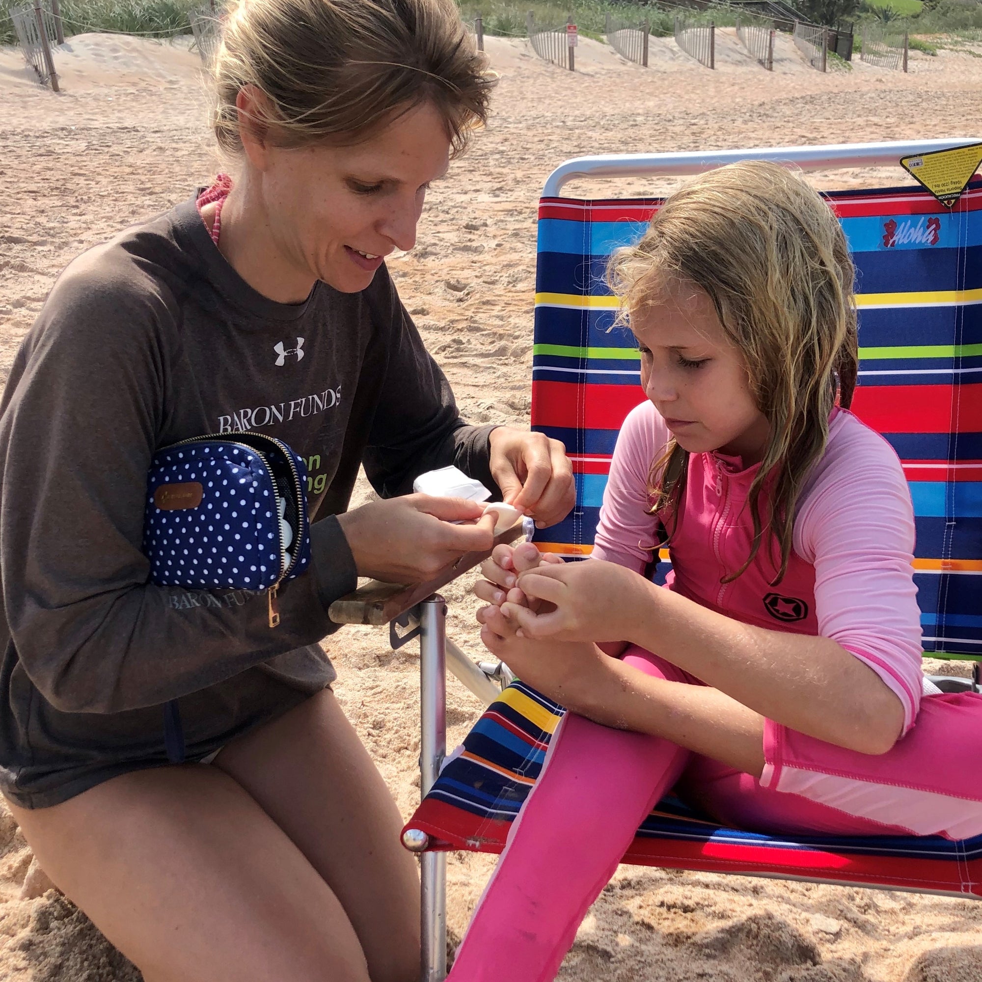 Removing splinters at beach 