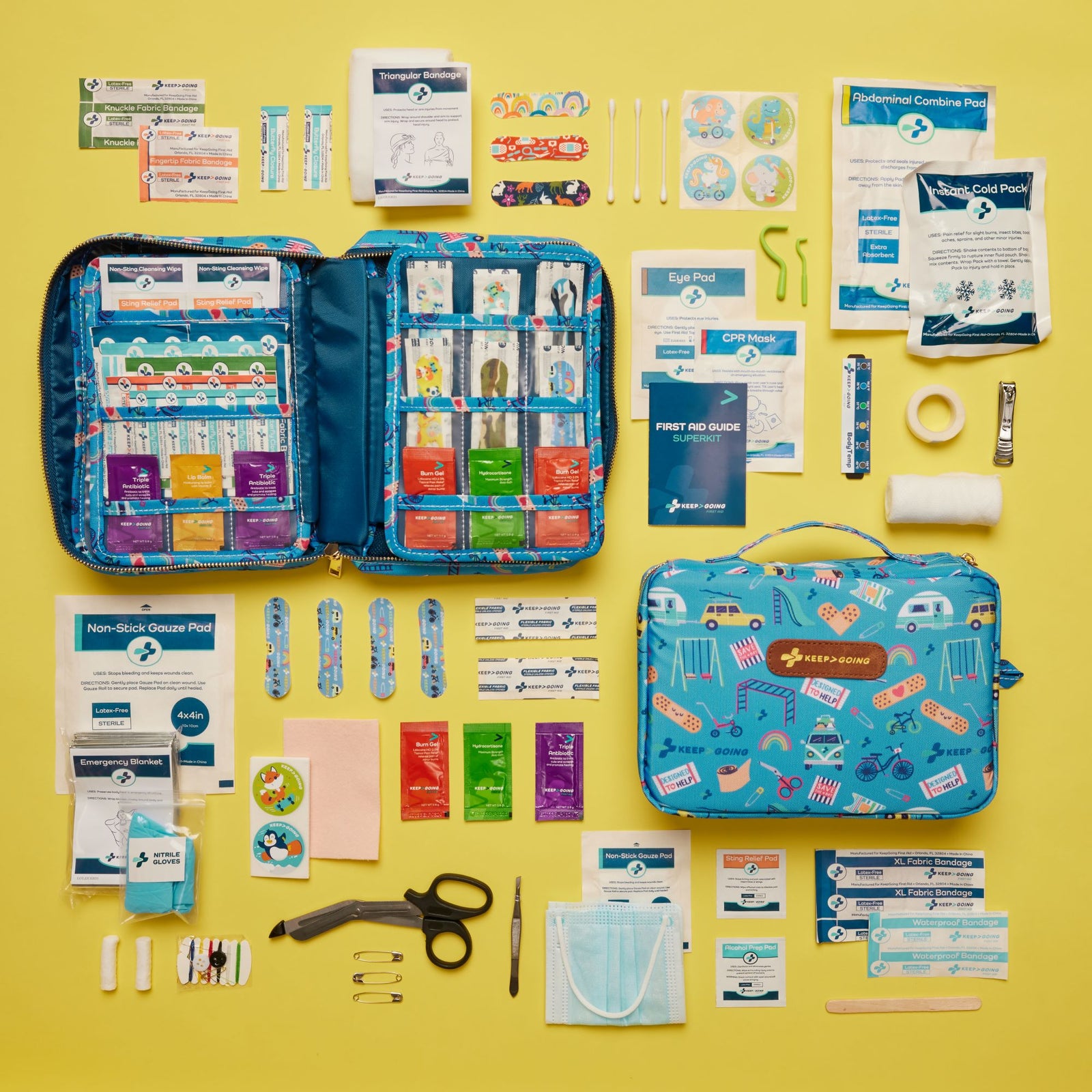  KeepGoing Small Travel First Aid Kit Kids60 Pc Mini First  Aid Kit For Purse, Diaper Bag, & Backpack